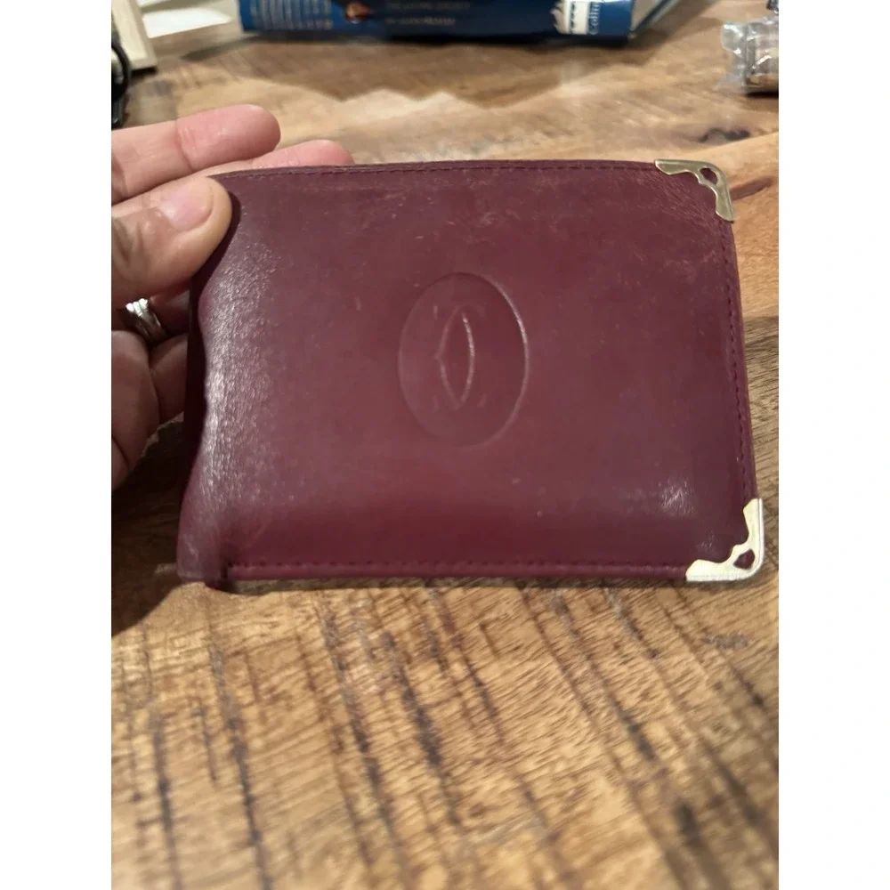 Authentic Cartier Must De Cartier Burgundy Leather‎ Wallet Bifold Vintage France